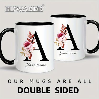 1pc A-Z Letter Custom Personalized Coffee Mug, Water Cup, Photo Text Ceramic Mug 11oz, Graduation Appreciation Thank You Holiday Birthday Gifts, Valentine's Day, Christmas, Birthday, Anniversary Mug Gift, Drinkware For Restau