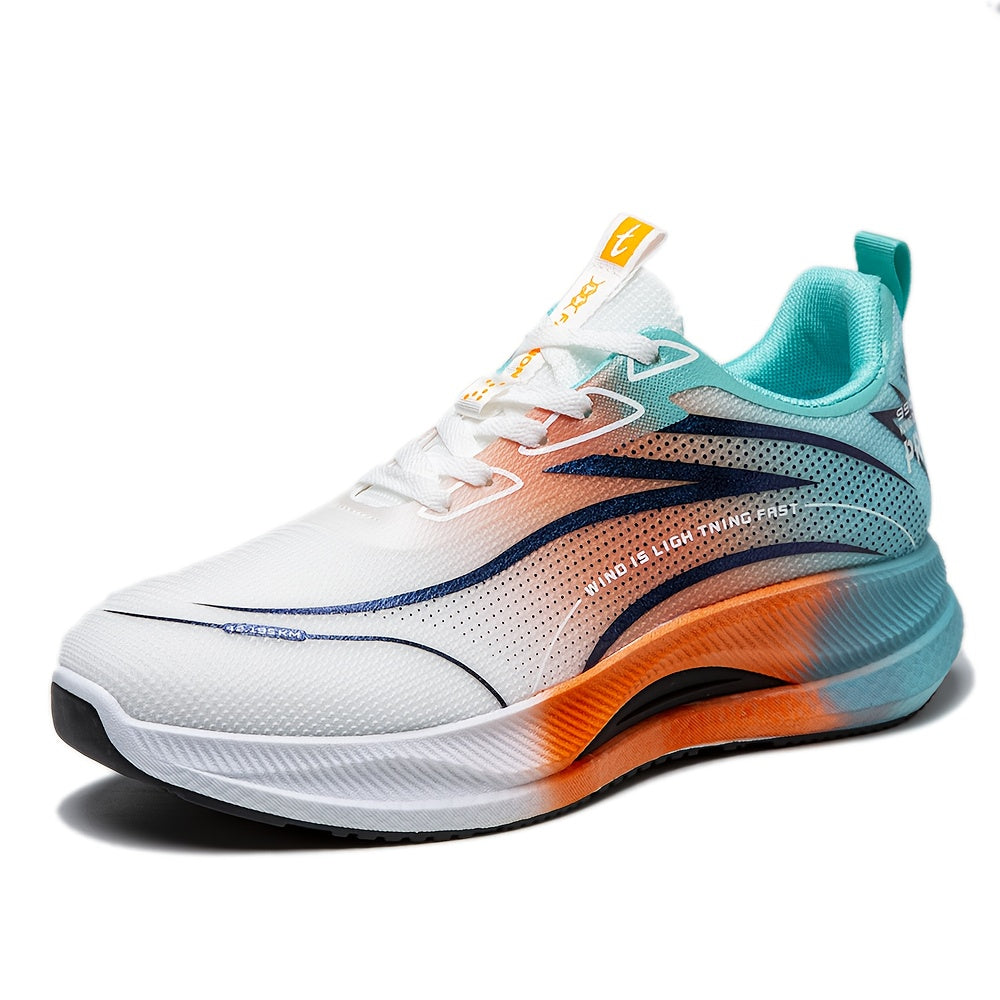 Unisex Running Shoes - Orange/Black Gradient Athletic Sneakers, Breathable Fabric Upper & Cushioned EVA Sole - Lightweight Gym, Jogging, Everyday Shoes for Men and Women - All-Season Performance Footwear, Casual Sportswear, M