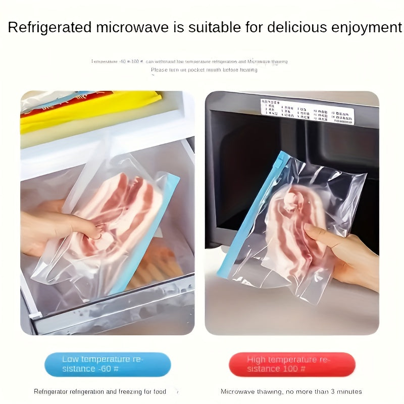 100pcs Reusable Zipper Storage Bags - Multi-Purpose Transparent Food Freshness Bags, Suitable for Fruits, Grains, Vegetables, and Meat - Essential Kitchen Organizer & Produce Bags, Pantry Essentials, Food Preservation, Compac