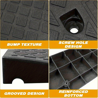 2pcs Heavy-Duty Portable Ramps with Non-Slip Surface - 5cm Height, Durable Plastic Construction for Cars, Motorcycles, Wheelchairs & Pets - Easy to Use for Loading & Unloading, Accessibility Ramp for Outdoor Use, Ramp for Car