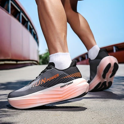 Men's Lightweight Breathable Running Shoes - Stability Low-Top Design with Durable Rubber Sole for Road, Trail & Gym Training - All-Season Comfort, Extended Sizes, Unisex-Friendly (Black/Orange), Fitness Footwear, Sleek Sport