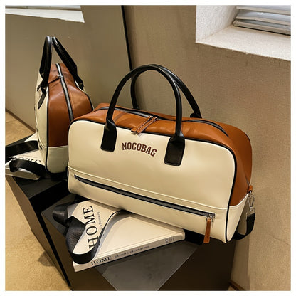 NOCUBAG Large Capacity Lightweight Travel Duffel Bag - Stylish Weekender with Shoulder Strap, Ginger/White & Brown Accents, Perfect for Gym, Short Trips & Carry-On, Short Trip Bag | Stylish Luggage | Bag, Travel Bag