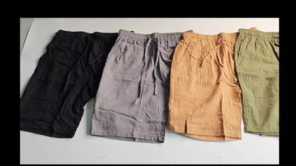 2pcs Men's Casual Shorts - Regular Fit with Pockets, Solid Color (Black & Beige), Breathable Fabric for Summer, Beach & Casual Attire, Warm Weather Clothing, Timeless Style, Lightweight Material, Summer Wardrobe