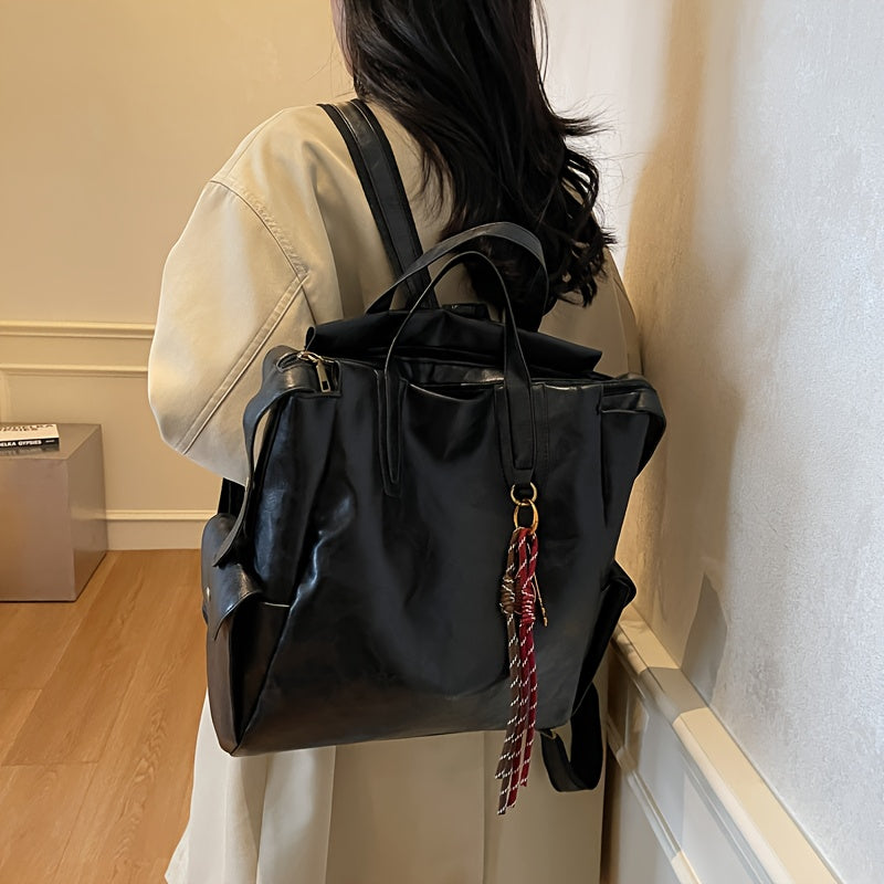 Women's Vintage Backpack - Large Capacity Laptop Backpack with Adjustable Padded Straps, Golden-Tone Hardware & Zipper Closure, Brown/Black/Coffee Brown Tote Backpack for Work, School, Travel - Stylish & Durable Everyday Carr