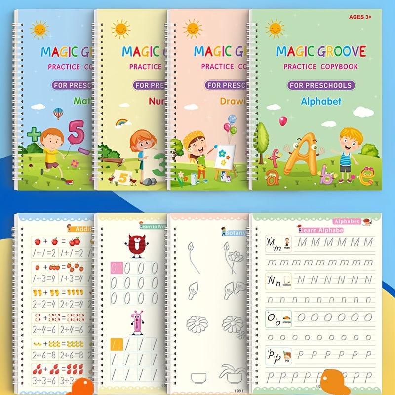 Early Education Bundle: 4 Books, 1 Pen, 6 Refills & 1 Pen Grip - Perfect For Kids Christmas And Halloween Gift!