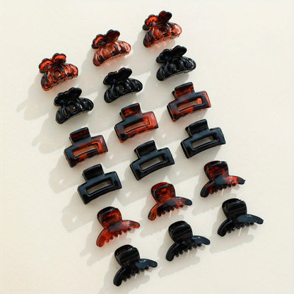 18PCS Rubber Frosted Black Square Hair Claw Mini Small Hair Clip Simple Hair Accessory Female