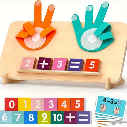 1 counting board, 13 digit blocks, 10 cards, 2 bases, 1 bracket to cultivate cognitive abilities, mathematical operations, addition, subtraction, and matching, Halloween, Christmas, and New Year gifts
