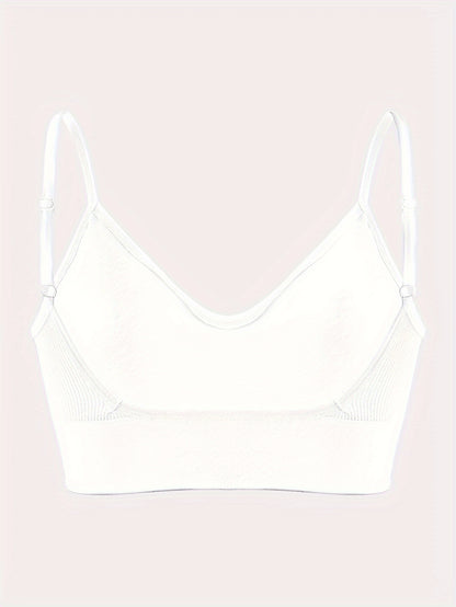 Solid Ribbed Sports Bra, Comfy & Breathable Workout Fitness Intimates Bra, Women's Lingerie & Underwear