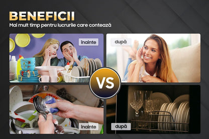 Máquina de lavar loiça compacta Ihunt Bro Xpert, Turbo Clean, 950W, com bomba de drenagem, controlo digital, classe B, 6 programas, aquecimento/secagem, torneira de abastecimento de água/manual, depósito de água de 5L, 45cm, branco