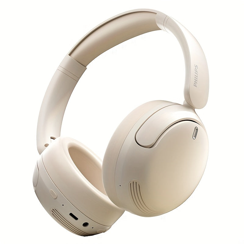 For Philips Wireless Over-Ear Headphones with ANC Noise Cancelling, 35-Hour Playtime, Foldable & Lightweight BT 5.4, USB-C Charging, High-Resolution Audio, Microphone, Heavy Bass - Ideal For Travel, Office, Mobile Phone, Comp