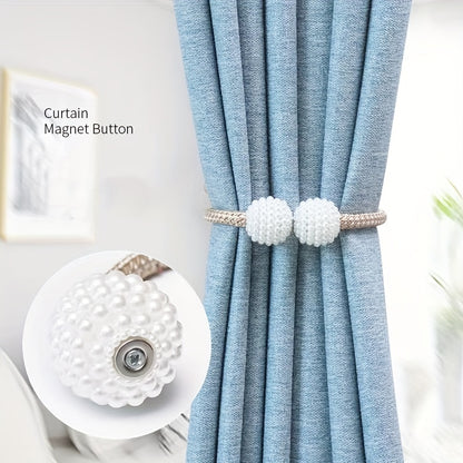 2pcs Large Modern Magnetic Curtain Tiebacks - Elegant Pearl Design, Easy-to-Use, Stylish Window Treatment Holdbacks for Home Decor, Curtains for Living Room