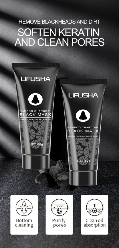 1/2pcs Bamboo Charcoal Peel Off Cleansing Mud Mask, Blackhead Cleansing, Pore Cleanser, Great For Oily Skin, Face Mask For Women And Men