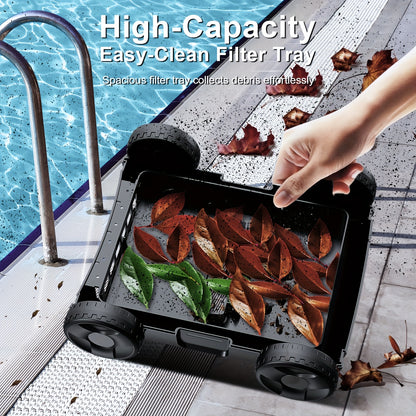 Seauto Robotic Pool Vacuum 180 Mins Running Up to 2000 Sq.ft, 180W Brushless Motor, 45, 000 Pa Powerful Suction for Above Ground Pool and In Ground Flat Pools