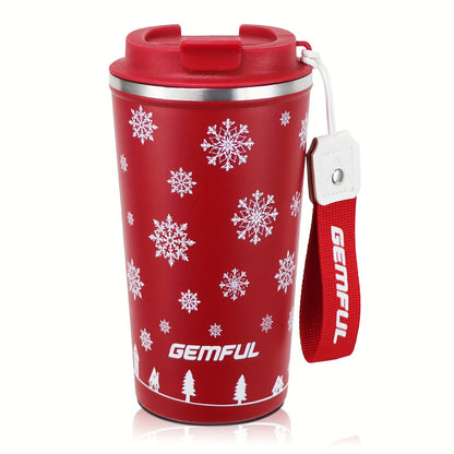 Glekglek 510ml Insulated Travel Mug with Paw Print & Heart Design - Double Wall, Spill Prevention, Dishwasher Safe, Portable Coffee Cup for Valentine'S Day, Thanksgiving, Christmas, Father'S Day, Teachers' Day, Festive Drinkw