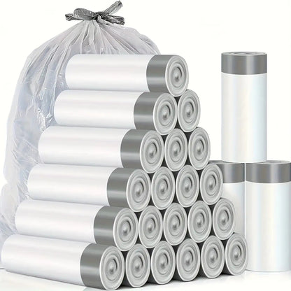 90pcs (6 Rolls) Heavy-Duty Large Reinforced Trash Bags with Heavy-Duty Reinforced Seams & Sturdy White Side/Top Handle - Heavy Weight 10kg/22 Capacity, Thick Polypropylene, Bathroom, Office, Home - 10L/30L Equivalent
