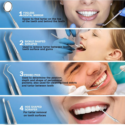 Tooth Polisher, Plaque Remover For Teeth Whitening Dental Tools Electric Tartar Polishing Teeth Cleaning Kit With LED Light 5 Speed Modes With 5 Replacement Brush Heads