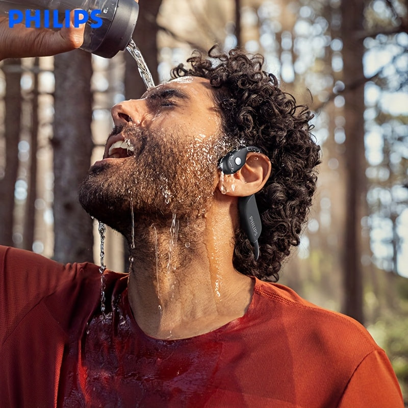 PHILIPS wireless open-ear non-in-ear headphones, sports running fitness cycling headsets, wireless ultra-long battery life hanging ear bone sensing TAA3609 AI call noise reduction, spatial stereo sound effect high-quality hea