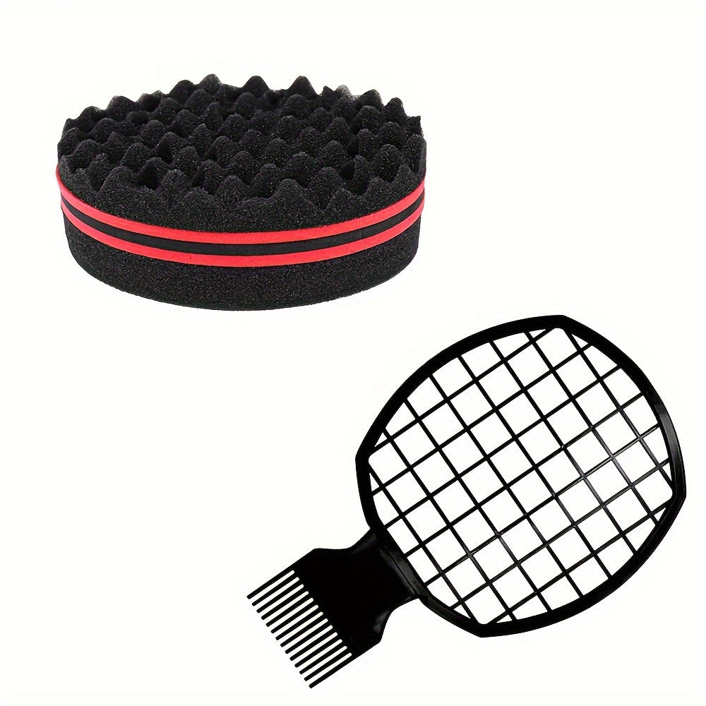Afro Twist Hair Comb Twist Wave Barber Tool Twist Brush Curl Comb Twist Hair Sponge Twist Wave Curl Brush Comb Twist Hair Coils Comb for Natural Hair Perm comb set, sponge shaped comb, steel needle insertion comb, curling glo