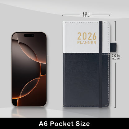 2026 Compact Planner, January 2026-December 2026 Weekly Monthly Calendar in Small Size, Fits in Wallet, 9.65 cm X 17.78 cm, with Elastic Band, Pen Loop, Suitable For School Home Office, Halloween Gift