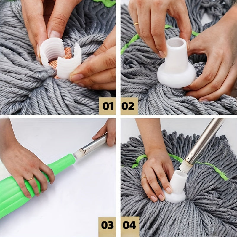 1pc Super Absorbent Rotary Mop with Green Handle - Ideal for Home, Kitchen, School, Office, Bathroom & RV Travel - 7pcs Set | Easy-to-Clean Microfiber Mop Head & Bucket