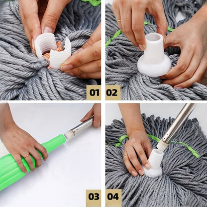 1pc Super Absorbent Rotary Mop with Green Handle - Ideal for Home, Kitchen, School, Office, Bathroom & RV Travel - 7pcs Set | Easy-to-Clean Microfiber Mop Head & Bucket