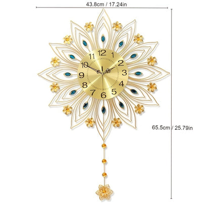 1pc Light Luxury Wall Clock, Fashion Living Room Hanging Wall Creative Clock, Golden European Clock Bedroom Decoration, Aesthetic Room Decor, Thanksgiving Christmas Decor (Without Battery, Bonus Mounting Nail)