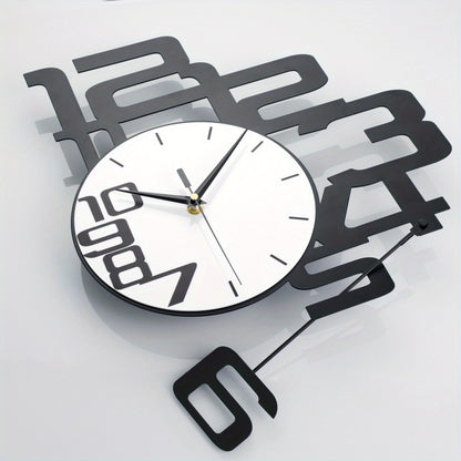 1pc Modern Minimalist Personality Metal Wood Creative Wall Clock, Large Battery Operated Clock For Living Room, Kitchen, Bedroom, Dining Room And Office Decor, For Autumn Thanksgiving Halloween Harvest Festival, Home Decor, A