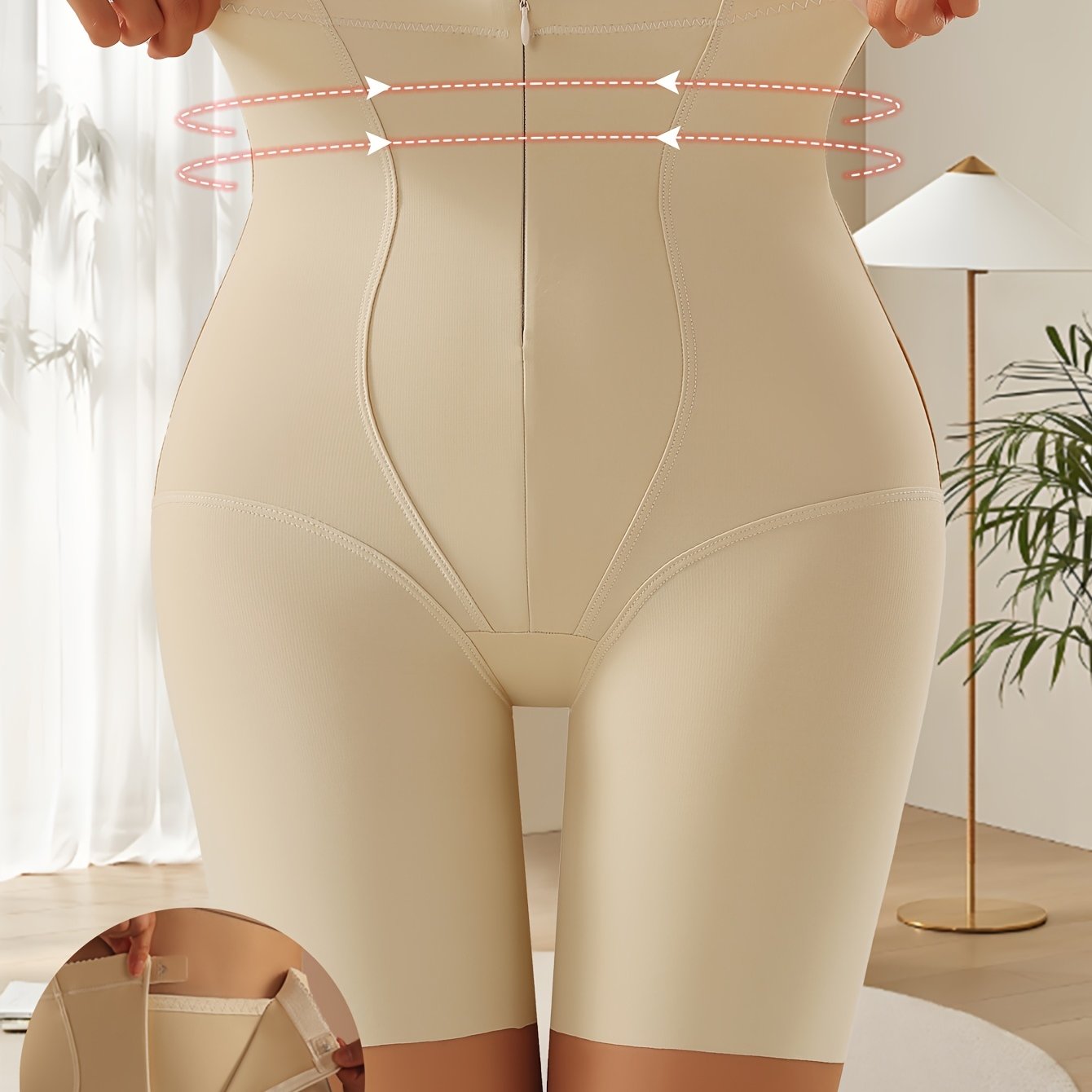 Women's High-Waisted Compression Shorts with Zipper Closure - Ice Sliky Fiber Fabric Tummy Control Butt Lifter, Asymmetrical Design for Natural Uplift & Breathable Comfort, Solid Black