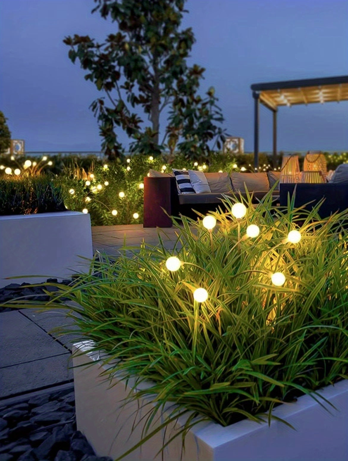 Two Solar Garden Lights, Equipped with 6/8/10 LED Bulbs, Firefly Floor Lights, Outdoor LED Lights, Spherical Garden Decorative Lights for Yard Lighting, Festive Parties, Christmas, Independence Day Dance Illumination to Beaut