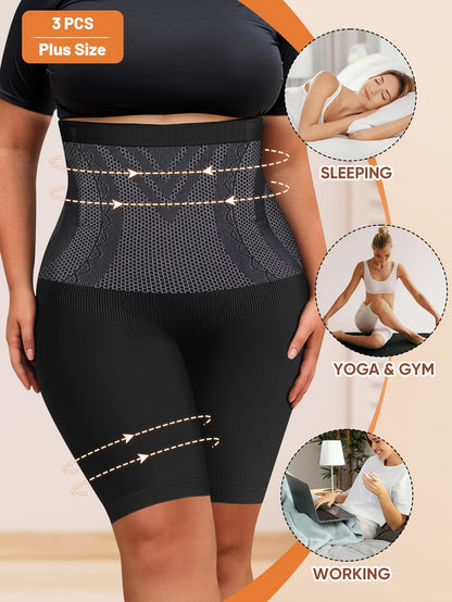 3-Pack Plus Size Women's Shaping Panties, High Elasticity Briefs