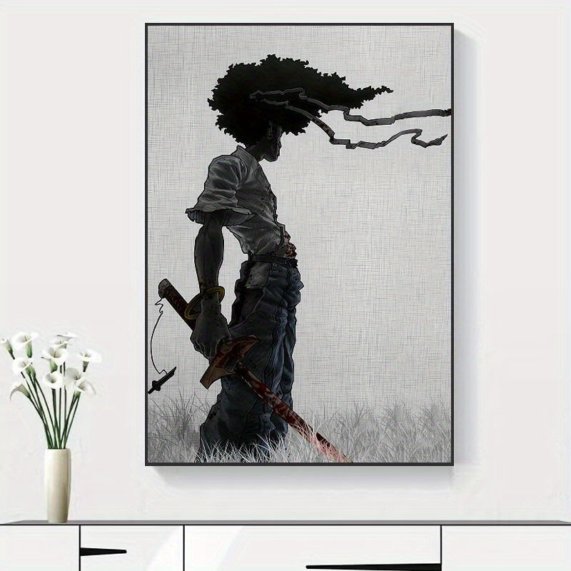 1pc African Samurai Anime Poster, Room Aesthetics Poster, Decoration Painting, Canvas Wall Art, Living Room Poster, Bedroom Painting, Home Decor, Frameless