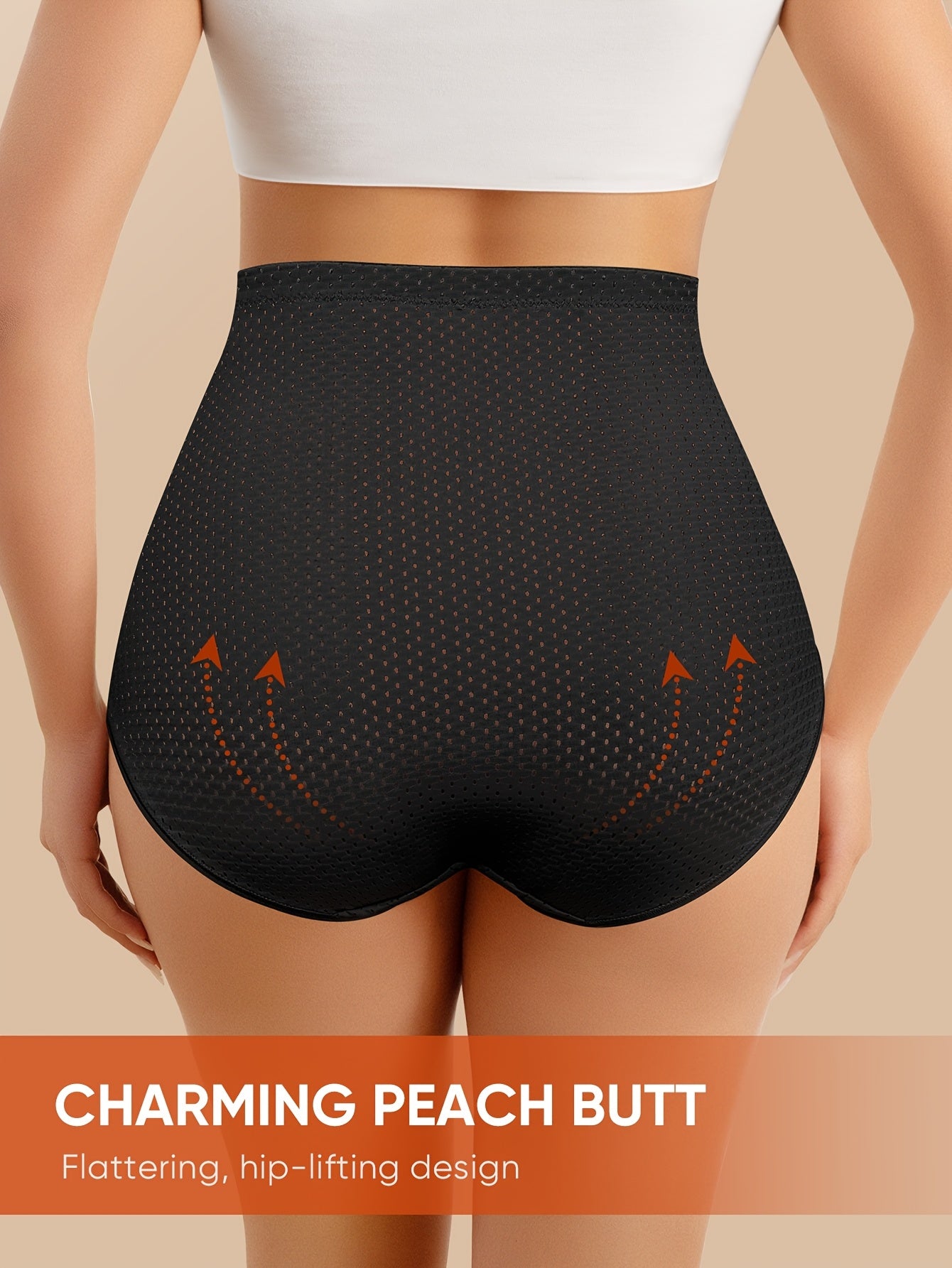 MIOTAN Women's High-Waisted Tummy Control Underwear - Tuck & Lift Butt Lifting Shaping Panties, Breathable All-Season Solid Color Triangle Briefs (No Bulk), High Elegant Everyday & Special Occasion Panties for Sensitive Beige