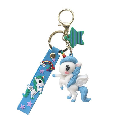 Creative Cute Multicolor Rainbow Pony Cartoon Unicorn Car Bag Keychain Keychain Men And Women Pendant Small Gifts