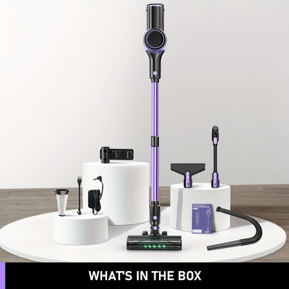 Aspirador doméstico sem fios de alta sucção, 10 em 1, multifuncional, com alcance de 45 minutos, 3 modos de sucção, luzes LED verdes melhoradas e escova anti-emaranhamento para casa, pavimentos de madeira, carpetes e pelos de animais.