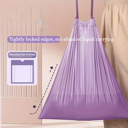 100 Purple Drawstring Trash Bags, High-Quality Plastic Waste Bags for Kitchen, Bathroom, Bedroom & Home Use - Portable Waste Disposal, Multipurpose, Disposable, Plastic Material, 20 Capacity, Kitchen Trash Bags | Decorative T