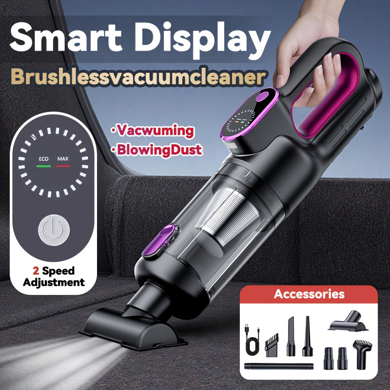 Wireless handheld vacuum cleaner for cars and homes, car-mounted 2-in-1 blower and suction cleaner, handheld type, high power, super strong suction, small and mini handheld car interior cleaner, wet and dry dual-purpose car v