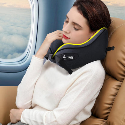 Travel Pillow- Neck Pillow Airplane, Size L for People Over 190, Unique Neck and Head Back Support Travel Pillow for Traveling Sleeping Airplanes, Filling, Black