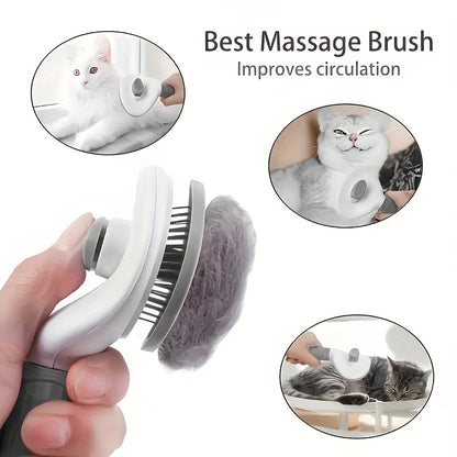 1pc Pet Grooming Brush - Efficient Hair Removal Comb for Cats & Dogs, Ergonomic Handle, Durable ABS Material, Ideal for Coat Health Maintenance, Pet Grooming Tool|Easy Grip Handle|Fine Bristle Comb, Pet Hair Remover Tool