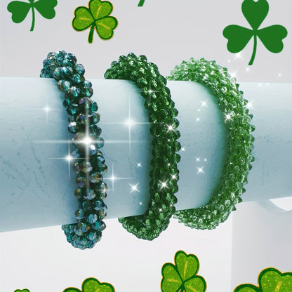 Esbbela 3pcs Bracelet Set Holiday Gift Beaded Artificial Crystal Stackable Strap Set with Elasticity Suitable for Women Men 16.51-20.32 cm Daily Vacation