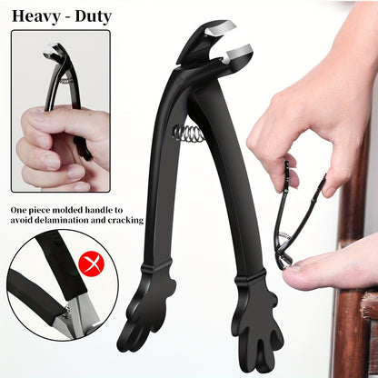 Kit com 6 Cortadores de Unhas Resistentes, Lâmina Curva Inclinada para Unhas Encravadas e Unhas das Mãos, com Mandíbula Larga, Cabo Longo, Lâmina Curva e Design à Prova de Salpicos, Cortadores de Unhas Angulados para Idosos, Homens e Mulheres