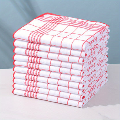 5/10pcs Absorbent and Fluff-Free Dish Cloths, Large 40*60cm Suitable for Quick Cleaning, Suitable for Coffee Machines, 4 Colors Kitchen Tea Towels, Grid and Square Kitchen Towels, Kitchen and Restaurant, Kitchen Supplies, Gif