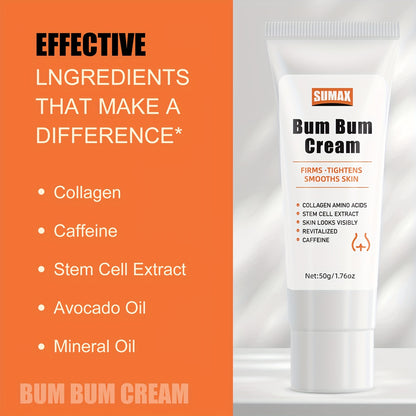 Brazilian Bum Bum Cream With Lemon Vanilla Scent - 2-in-1 Massage Cream And Massage Lotion - Non-Greasy Skin Tightening Cream For Firm Butt, Belly & Thighs With Collagen And Caffeine - 50g