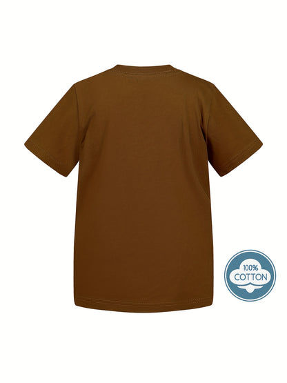 Kid's Solid Color T-shirt, Casual Short Sleeve Top, Boy's Tee For Summer