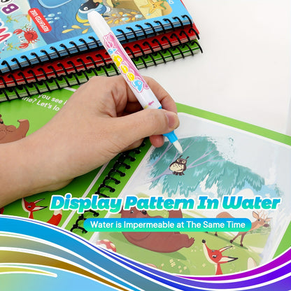 Watercolor Magic Book Toddler Reusable Painting Animal Cartoon Coloring Book Boys Girls Educational Learning Toys Gifts Christmas, Thanksgiving, New Year's Gifts Easter Gift