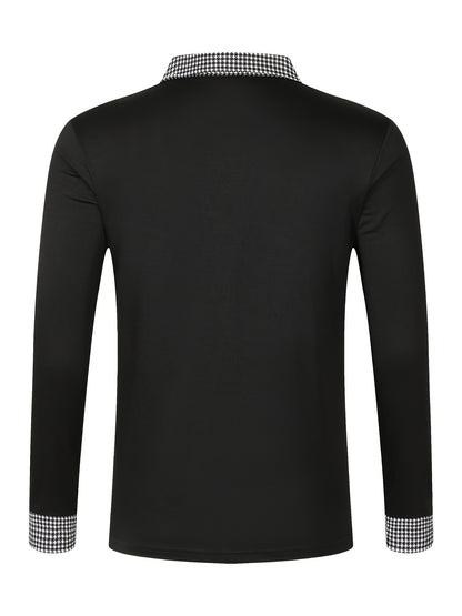 Men's Casual V-Neck Long Sleeve Rugby Shirt For Spring Autumn, Men's Clothing