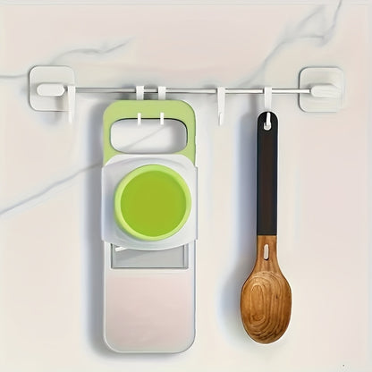 Conjunto de 7 peças de fatiador e ralador multifuncional em aço inoxidável com lâminas intercambiáveis, kit de utensílios de cozinha manual para batata, cenoura e pepino, disponível para todas as estações.