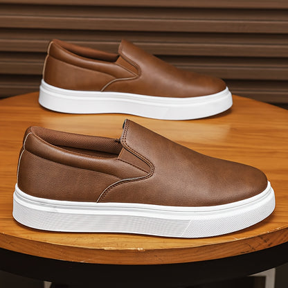 Mocassins para homem sem atacadores - Ténis antiderrapantes de cano baixo com bico redondo, estilo mocassins, com sola acolchoada em PVC, disponíveis em castanho/preto/branco/bege para uso diário e formal - Sapatos sociais minimalistas e versáteis.