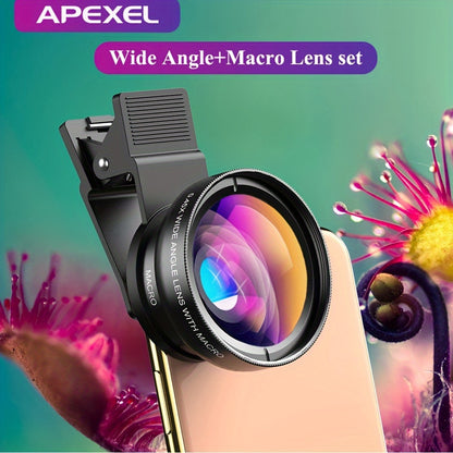 Boost Your Smartphone Photography with APEXEL's 0.45x HD 37MM Wide Angle Lens & 12.5x Super Macro Lens Kit!