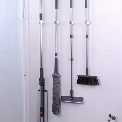 2pcs Wall Mounted Mop and Broom Holder, No-Drill, Wall-Mounted Storage Rack, Bathroom Storage Rack for Kitchen and Bathroom, Multifunctional Tools Storage Clip for Bathroom Kitchen Garden, Cleaning Accessories, Household Gadg