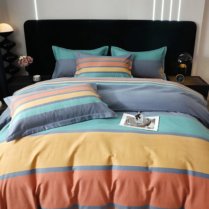 3pcs, New Minimalist Pure Cotton Three-Piece Set, 1*Duvet Cover + 2*Pillowcases, Soft and Comfortable, Machine Washable, Suitable for Bedroom, Guest Room, Dormitory, All-Season Use, Guest Room Essentials, Pillowcase And Duvet